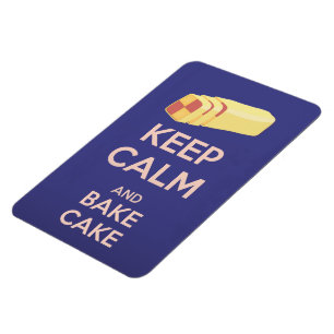 Keep Calm and Bake Cake Vintage Poster Magnet