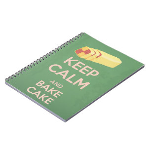 Keep Calm and Bake Cake Vintage Poster Notebook