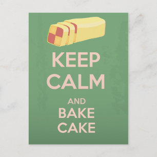 Keep Calm and Bake Cake Vintage Poster Postcard