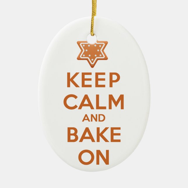 Keep Calm and Bake On Ceramic Tree Decoration (Front)