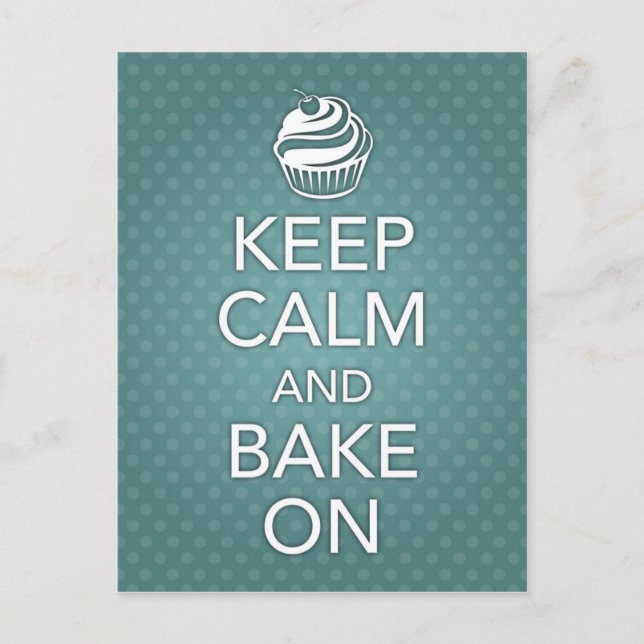 Keep Calm and Bake On Recipe Card Teal (Front)