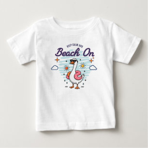 Keep Calm and Beach On Funny Goose Summer Baby T-Shirt