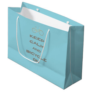 Keep Calm and Bicycle On with Two Wheeler Large Gift Bag