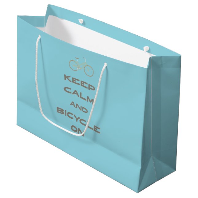 Keep Calm and Bicycle On with Two Wheeler Large Gift Bag (Front Angled)