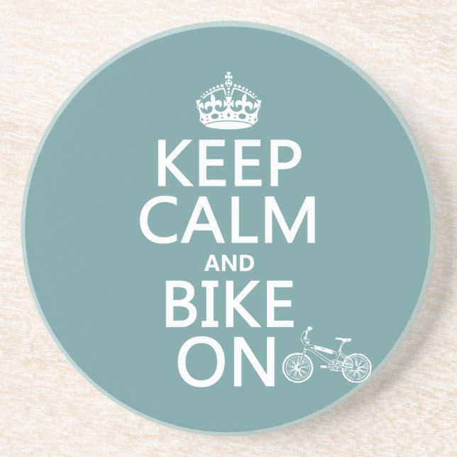 Keep Calm and Bike On (any colour) Coaster (Front)