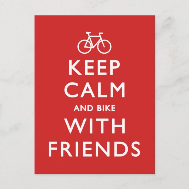 Keep Calm and Bike with Friends Holiday Postcard (Front)