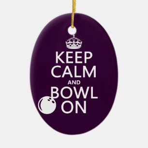 Keep Calm and Bowl On - all colours Ceramic Tree Decoration