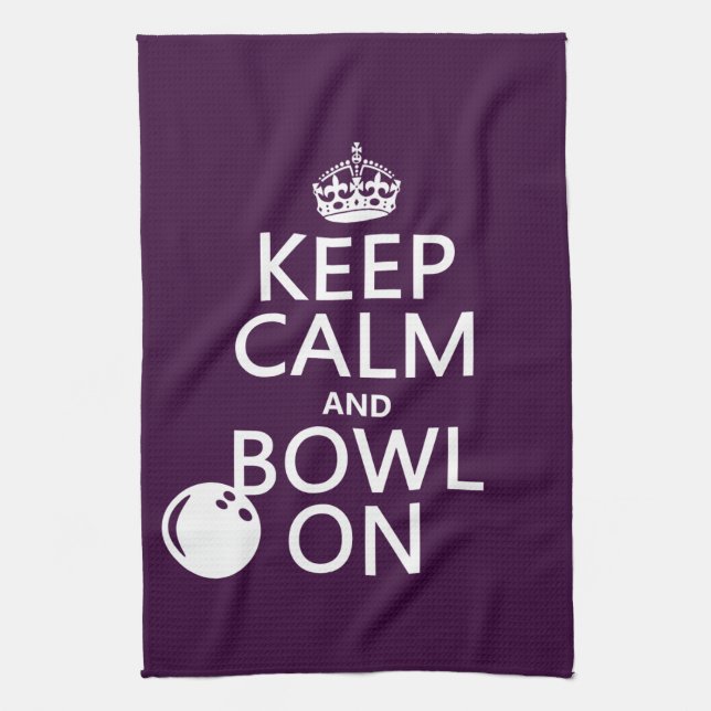 Keep Calm and Bowl On - all colours Tea Towel (Vertical)