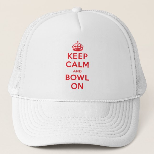 "Keep Calm and Bowl On" Trucker Hat (Front)