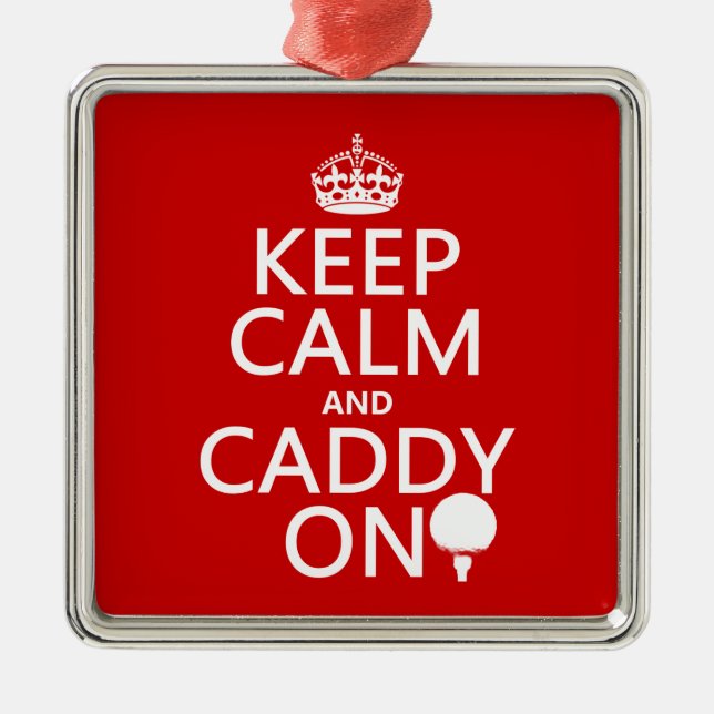 Keep Calm and Caddy On, Golf. Metal Tree Decoration (Front)
