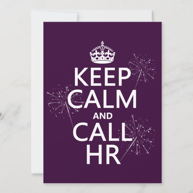Keep Calm and Call HR (any colour) Invitation (Front)