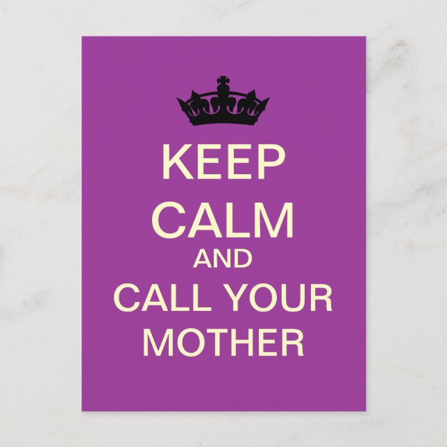 KEEP CALM And Call Your Mother Postcard (Lavender) (Front)