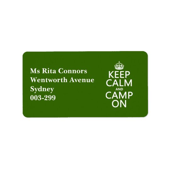 Keep Calm and Camp On Address Label