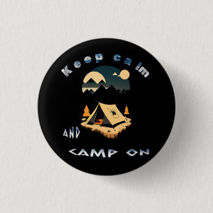 Keep calm and camp on adventure camp 3 cm round badge