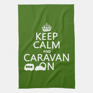 Keep Calm and Caravan On (customisable colours) Tea Towel