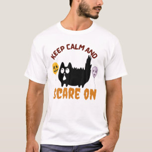 Keep Calm And Care On, Black Cat Halloween Costume T-Shirt