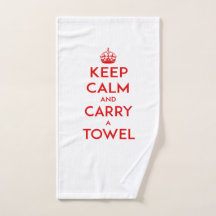Keep Calm and Carry a [Hand] Towel, Red Text
