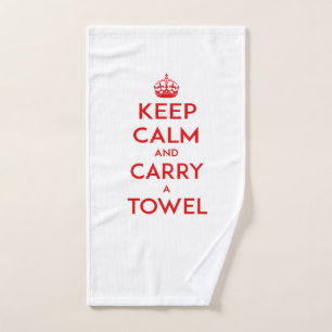 Keep Calm and Carry a [Hand] Towel, Red Text Hand Towel