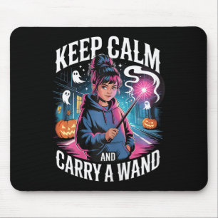 Keep Calm And Carry A Wand Teen Girl Halloween Wit Mouse Mat