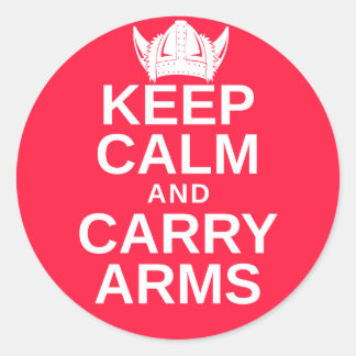 Keep Calm and Carry Arms Danish Viking Gear Classic Round Sticker