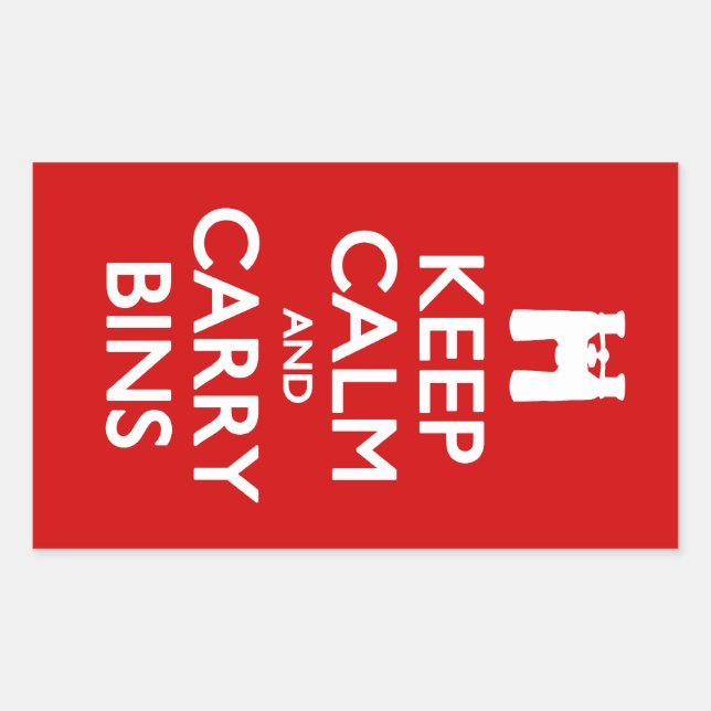 Keep Calm and Carry Bins Rectangular Sticker (Front)