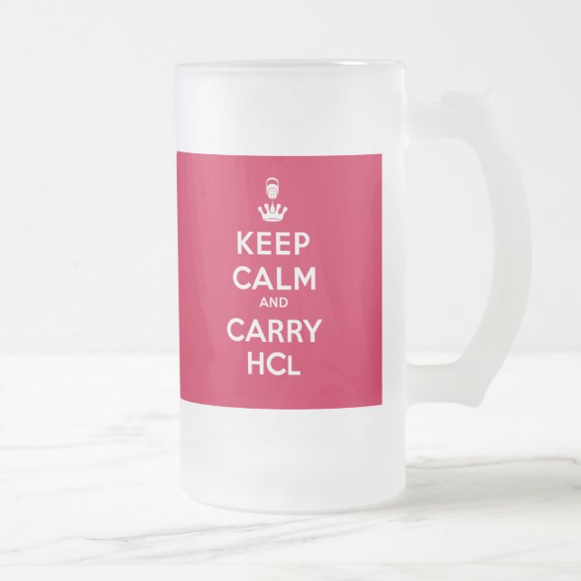 Keep Calm and Carry HCL Frosted Glass Beer Mug (Right)