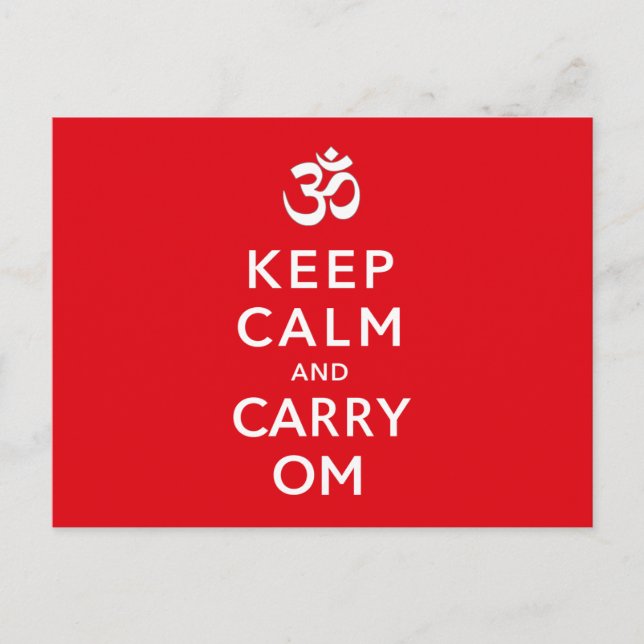 Keep Calm and Carry Om Motivational Morale Postcard (Front)