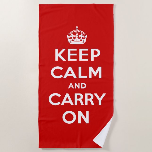 Keep Calm and Carry On Beach Towel (Front)