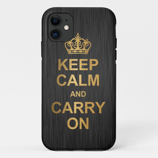 Keep Calm and Carry On - Black and Gold Case-Mate iPhone Case (Back)