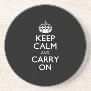 Keep Calm And Carry On Black Coaster