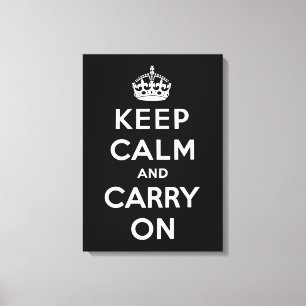 Keep Calm and Carry On (Black Design) Canvas Print