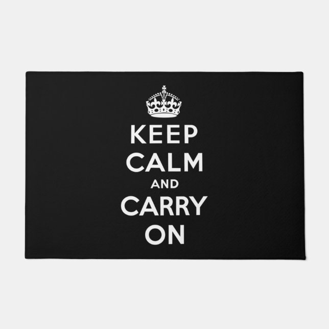 Keep Calm and Carry On (Black Design) Doormat (Front)