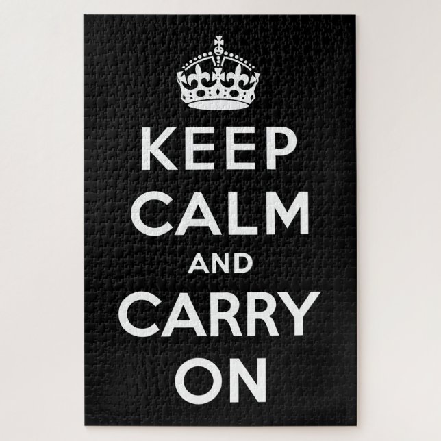 Keep Calm and Carry On (Black Design) Jigsaw Puzzle (Vertical)