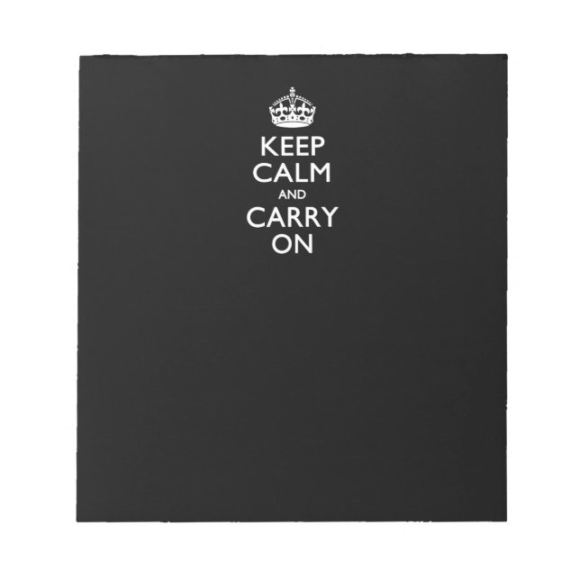 Keep Calm And Carry On Black Notepad (Front)