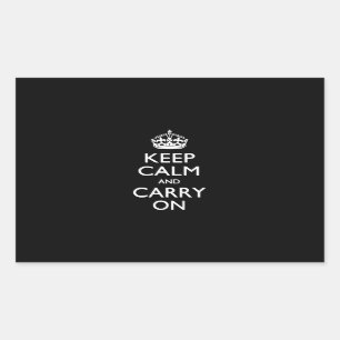 Keep Calm And Carry On Black Rectangular Sticker