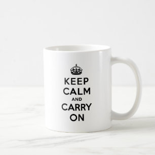 Keep Calm and Carry On Black Text Coffee Mug