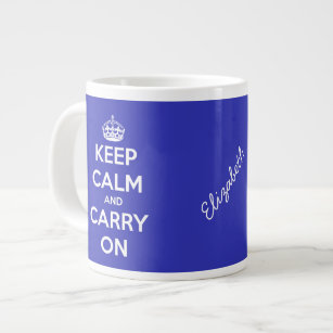 Keep Calm and Carry On Blue Jumbo Mug