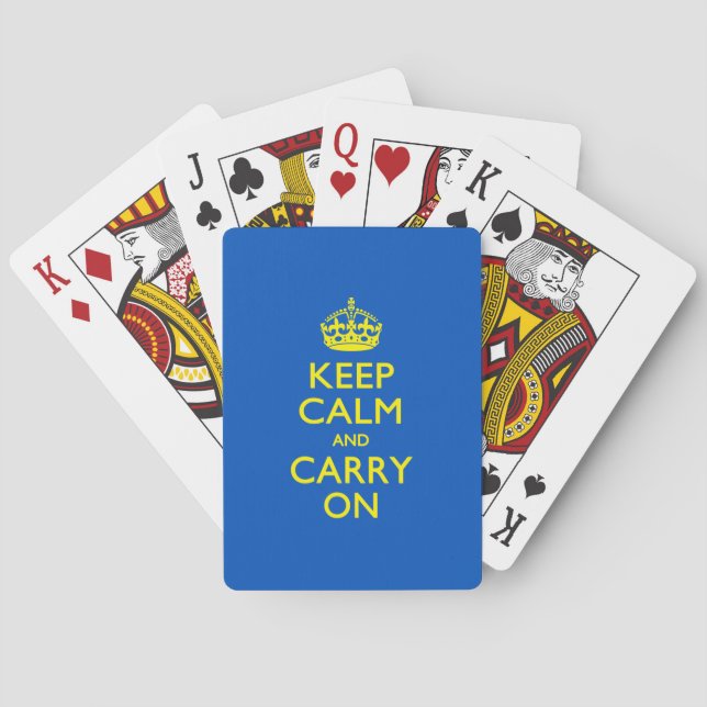 KEEP CALM AND CARRY ON Blue Playing Cards (Back)