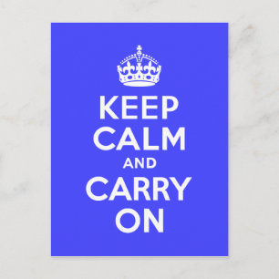 Keep Calm and Carry On Blue Postcard