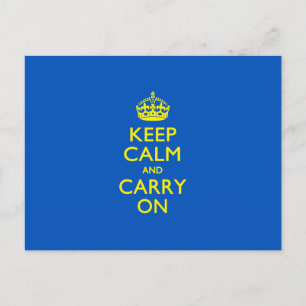 KEEP CALM AND CARRY ON Blue Postcard