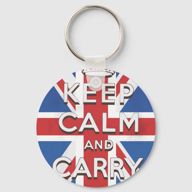 Keep Calm and Carry On British Flag Key Ring (Front)