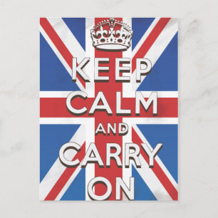Keep Calm and Carry On British Flag Postcard