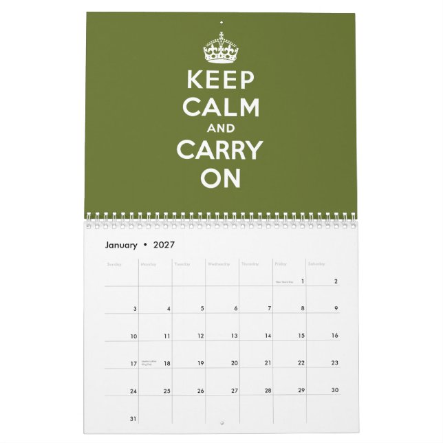 Keep Calm And Carry On Calendar (Jan 2027)