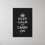 Keep Calm and Carry On Canvas Print<br><div class="desc">Version of rediscovered  British WW2 motivational poster. Distressed.</div>