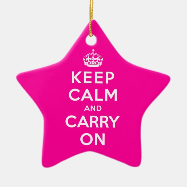 Keep Calm and Carry On Ceramic Tree Decoration (Front)