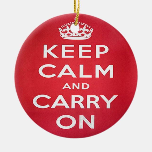 Keep Calm and Carry On Ceramic Tree Decoration (Front)
