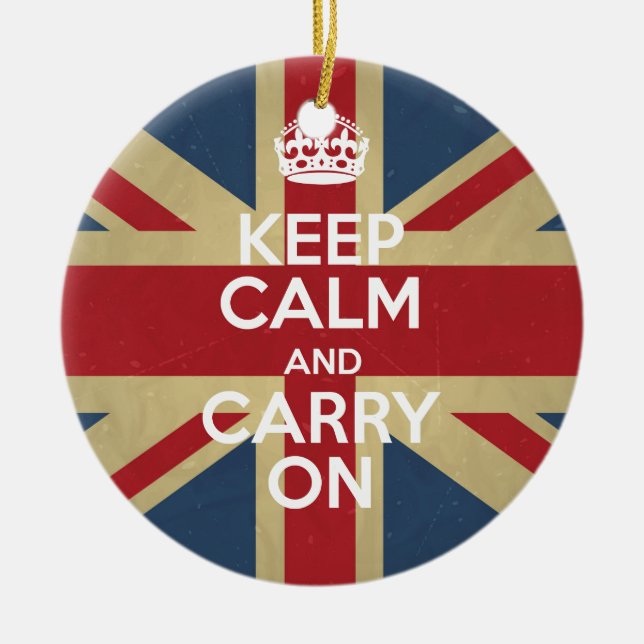Keep Calm And Carry On Ceramic Tree Decoration (Front)