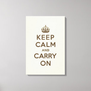 Keep Calm and Carry On Chocolate on Vanilla Canvas Print