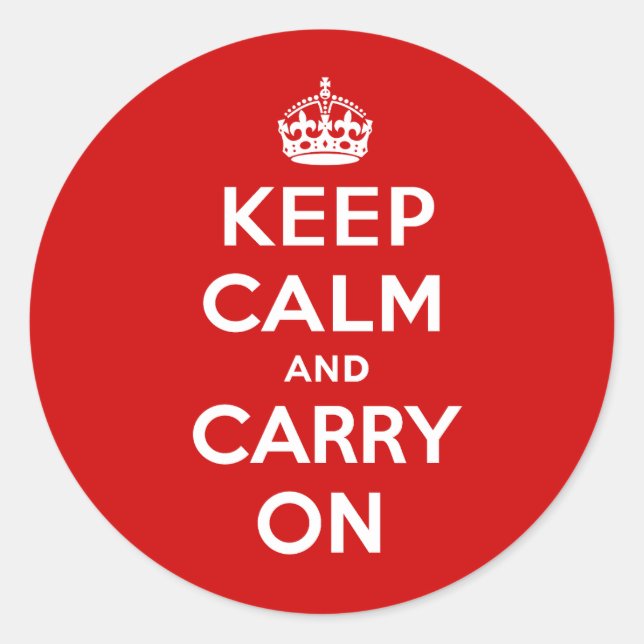 Keep Calm and Carry On Classic Round Sticker (Front)