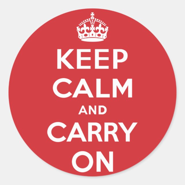 Keep Calm And Carry On Classic Round Sticker (Front)